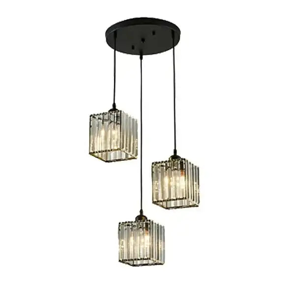 Modern bronze crystal trio pendant light for dining room