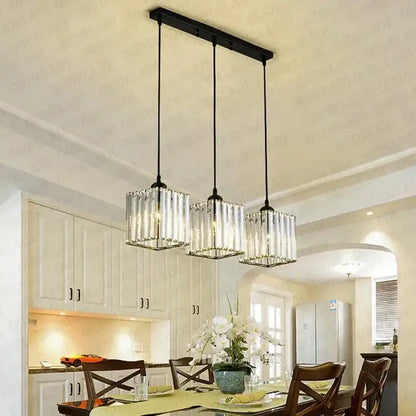 Modern bronze crystal trio pendant light for dining room