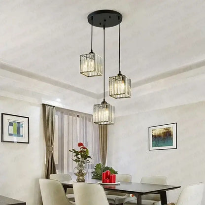 Modern bronze crystal trio pendant light for dining room