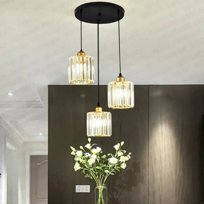 Modern bronze crystal trio pendant light for dining room
