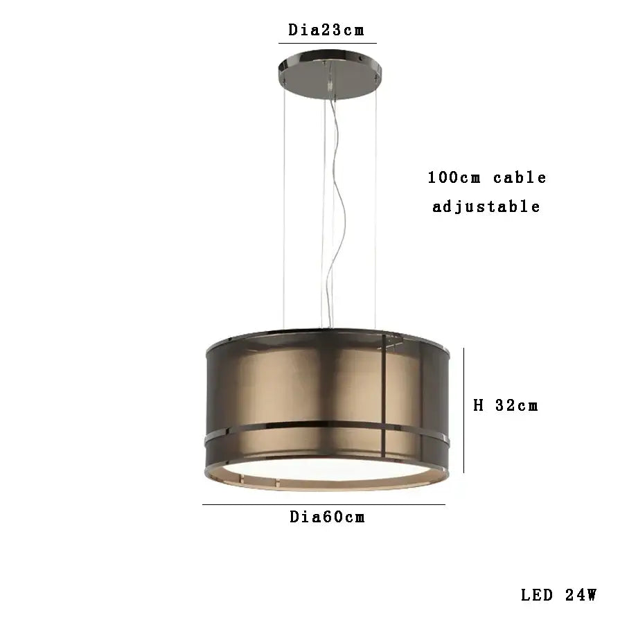 Modern bronze designer fabric ceiling pendant light for dining room