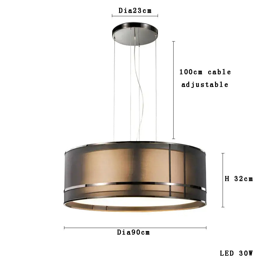 Modern bronze designer fabric ceiling pendant light for dining room