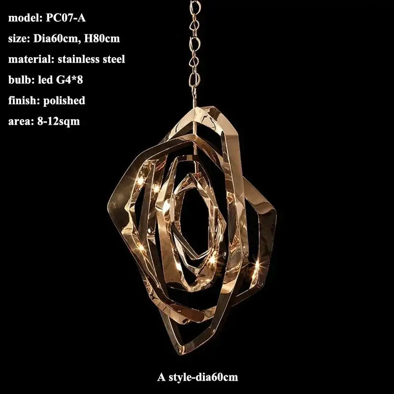 Modern bronze geometric art pendant chandelier for dining room