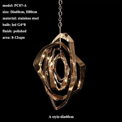 Modern bronze geometric art pendant chandelier for dining room