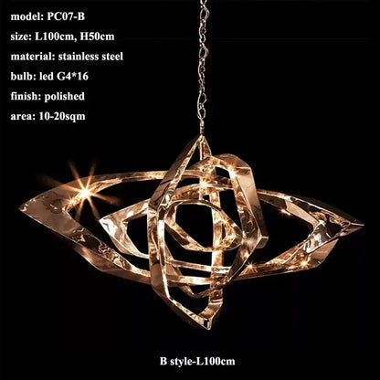Modern bronze geometric art pendant chandelier for dining room