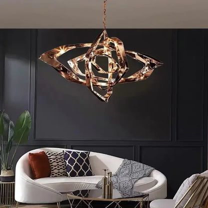 Modern bronze geometric art pendant chandelier for dining room