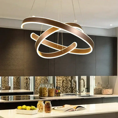 Modern bronze geometric ring pendant light fixture for dining room