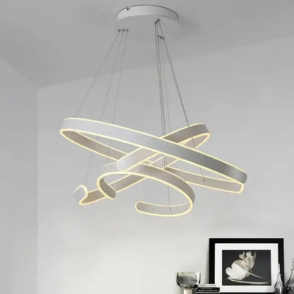 Modern bronze geometry circle rings led pendant light for living room