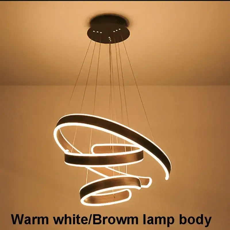 Modern bronze geometry circle rings led pendant light for living room