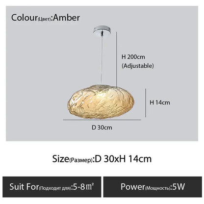 Modern bronze glass cloud chandelier staircase pendant lamp