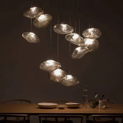 Modern bronze glass cloud chandelier staircase pendant lamp