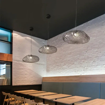 Modern bronze glass cloud chandelier staircase pendant lamp