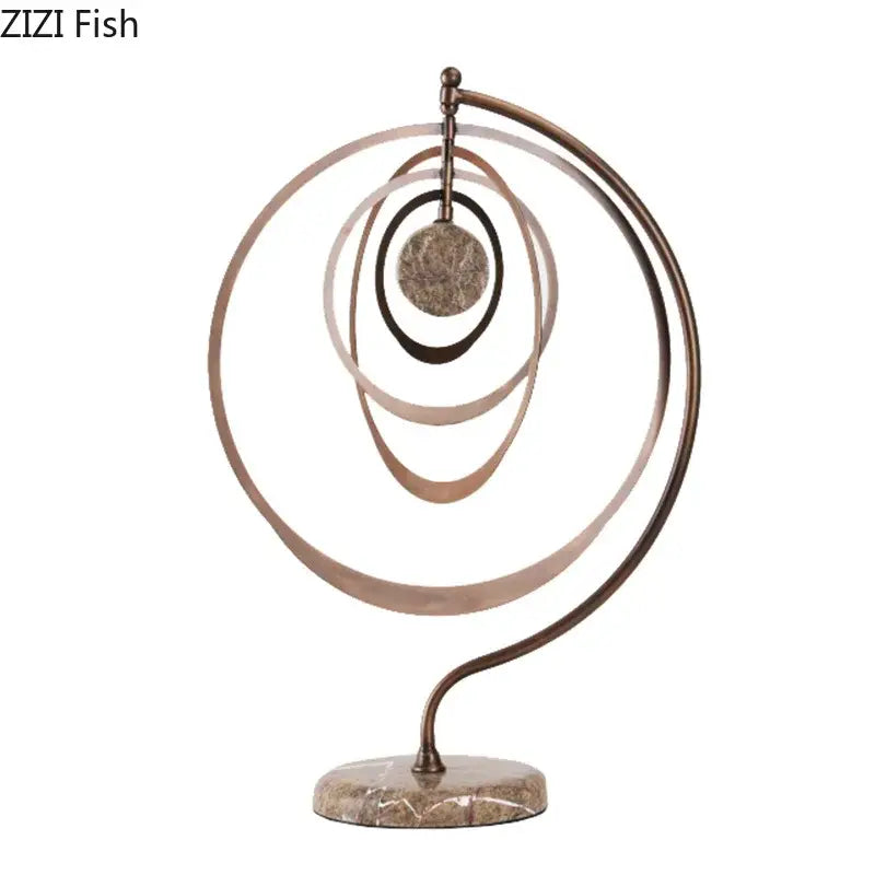 Modern bronze intertwined geometry sculpture marble base desk decoration office