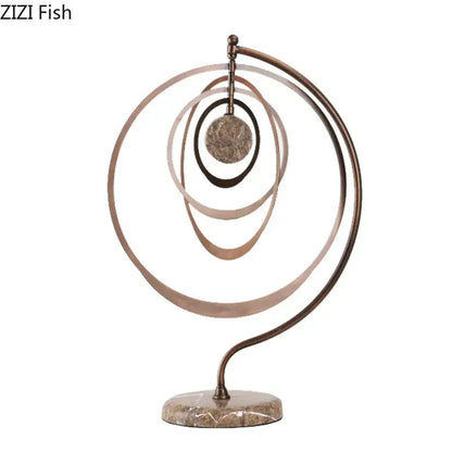 Modern bronze intertwined geometry sculpture marble base desk decoration office
