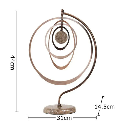 Modern bronze intertwined geometry sculpture marble base desk decoration office