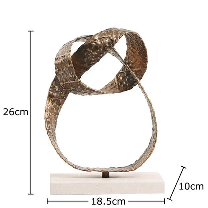 Modern bronze intertwined geometry sculpture marble base desk decoration office