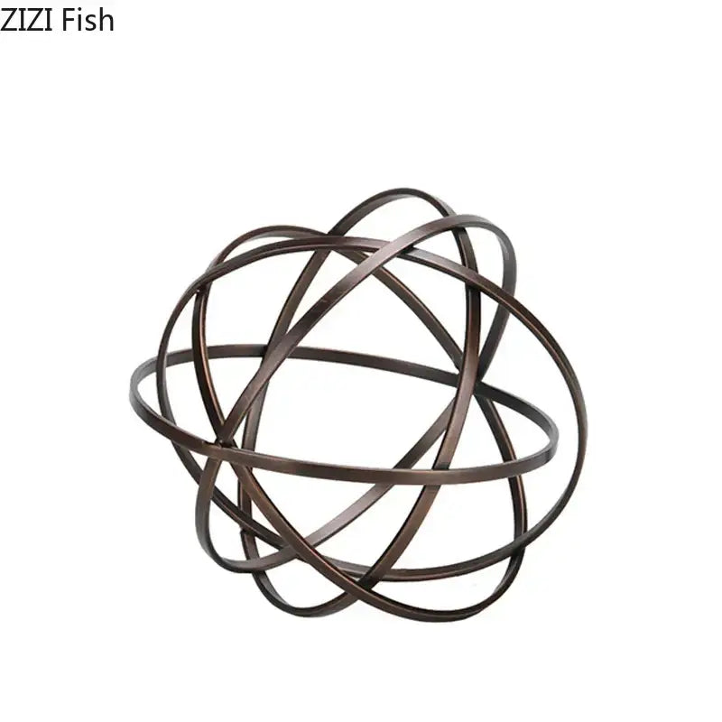 Modern bronze intertwined geometry sculpture marble base desk decoration office