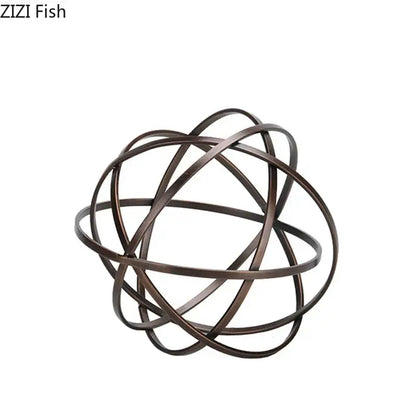 Modern bronze intertwined geometry sculpture marble base desk decoration office