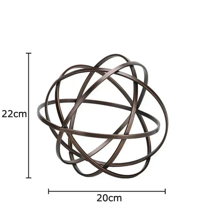 Modern bronze intertwined geometry sculpture marble base desk decoration office