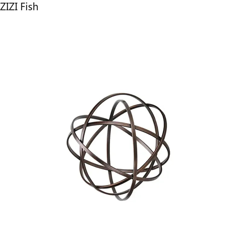 Modern bronze intertwined geometry sculpture marble base desk decoration office