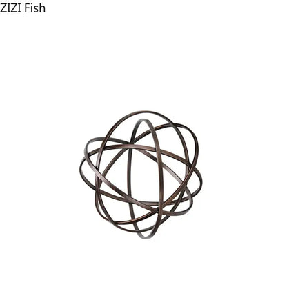 Modern bronze intertwined geometry sculpture marble base desk decoration office