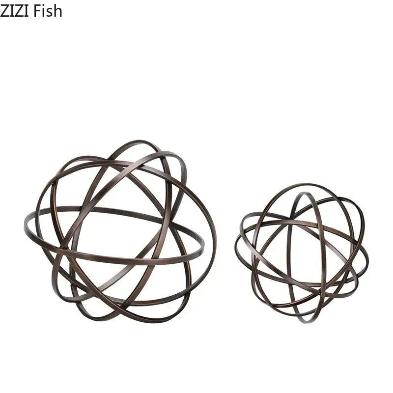 Modern bronze intertwined geometry sculpture marble base desk decoration office