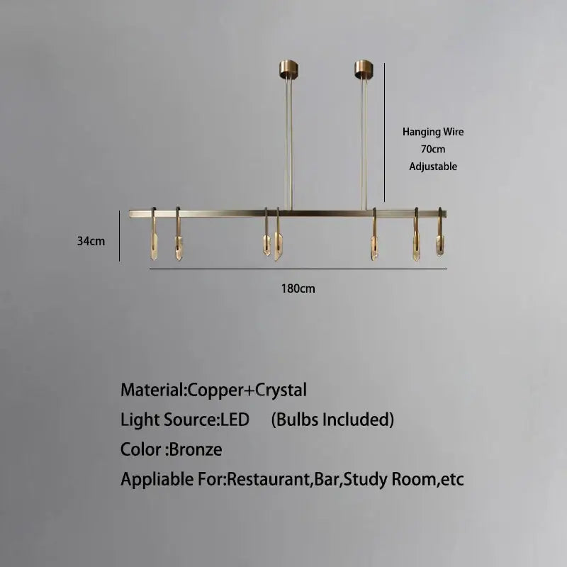 Modern bronze led crystal hanging lamp for living room