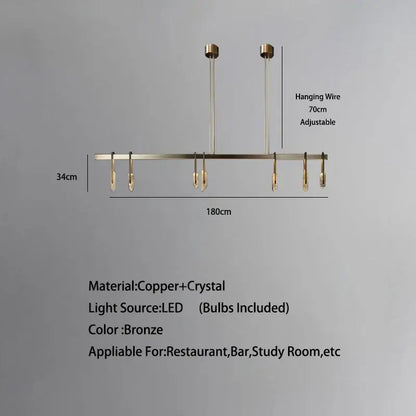 Modern bronze led crystal hanging lamp for living room