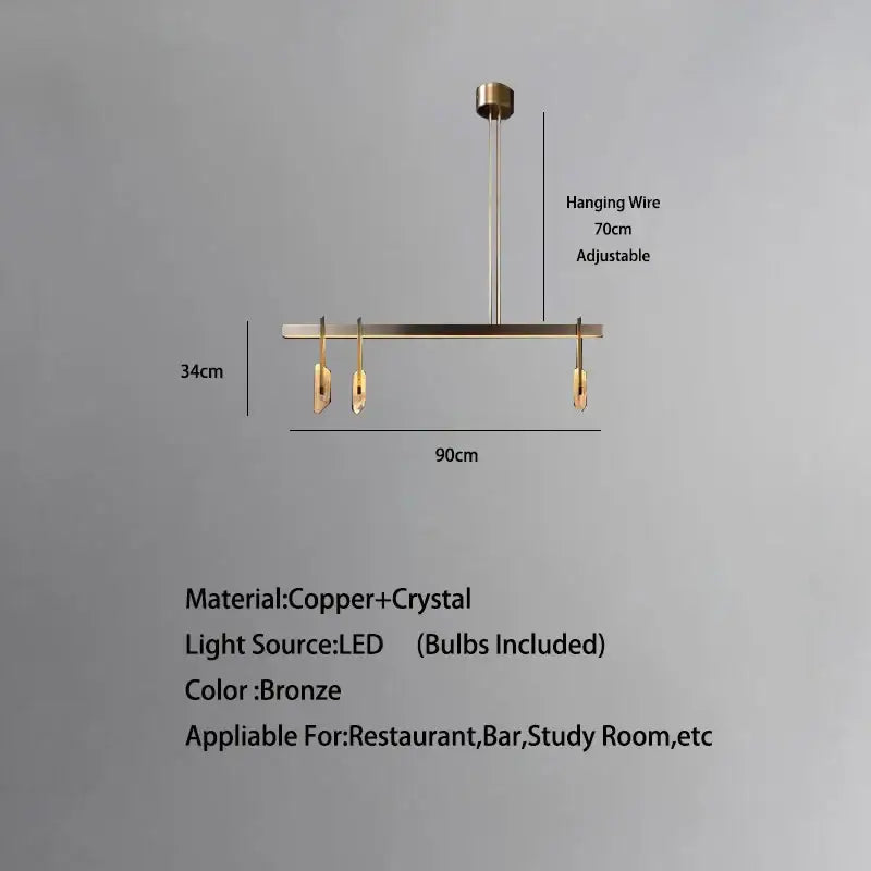 Modern bronze led crystal hanging lamp for living room
