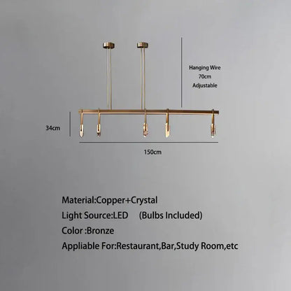 Modern bronze led crystal hanging lamp for living room