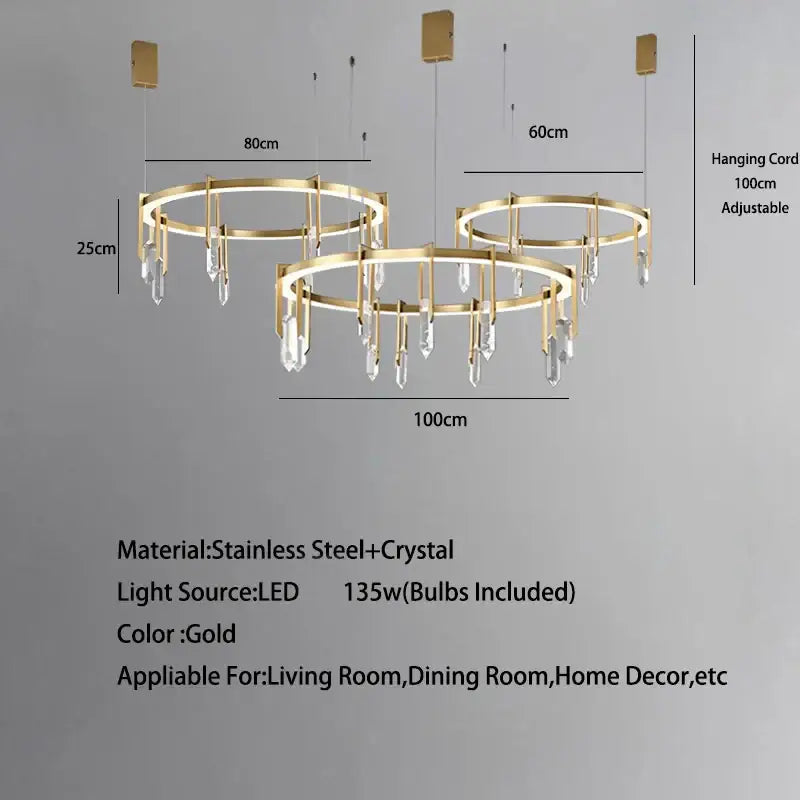 Modern bronze led crystal hanging lamp for living room