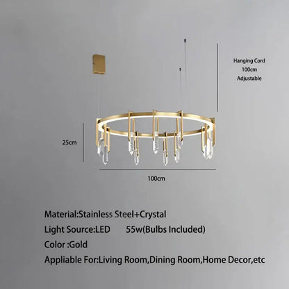 Modern bronze led crystal hanging lamp for living room
