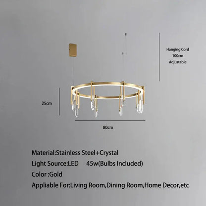 Modern bronze led crystal hanging lamp for living room