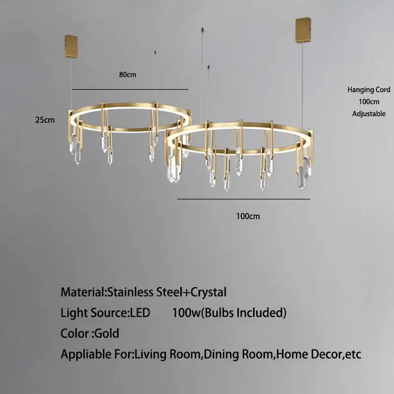 Modern bronze led crystal hanging lamp for living room