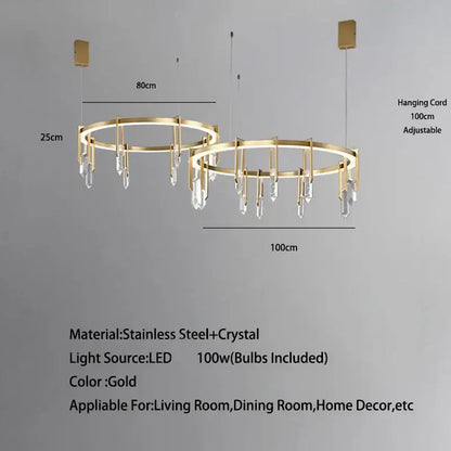 Modern bronze led crystal hanging lamp for living room