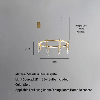 Modern bronze led crystal hanging lamp for living room