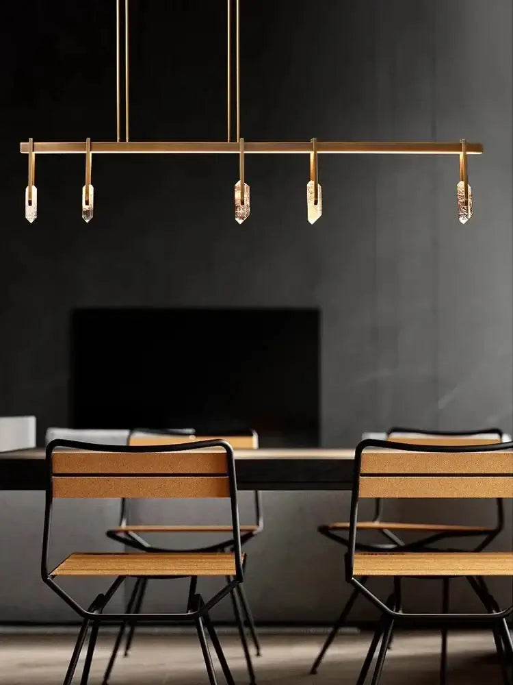 Modern bronze led crystal hanging lamp for living room