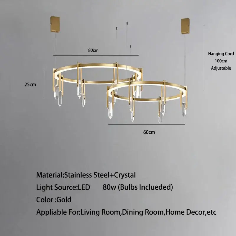 Modern bronze led crystal hanging lamp for living room
