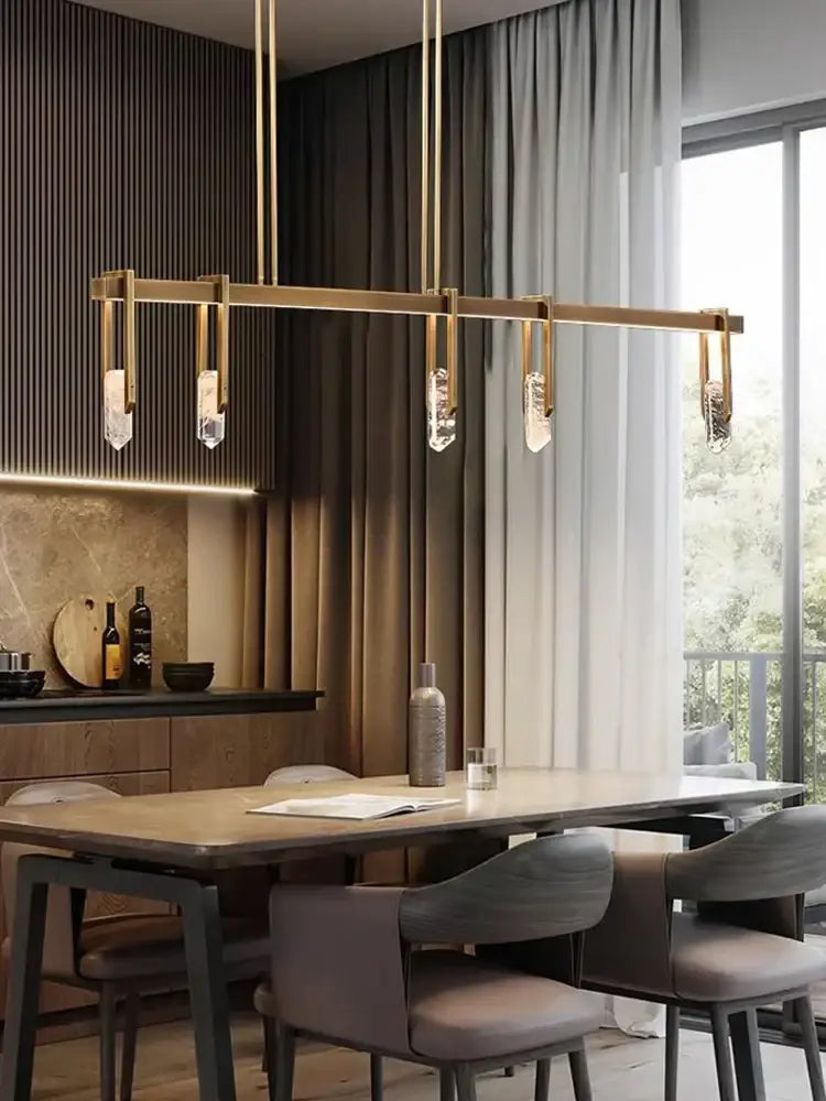 Modern bronze led crystal hanging lamp for living room
