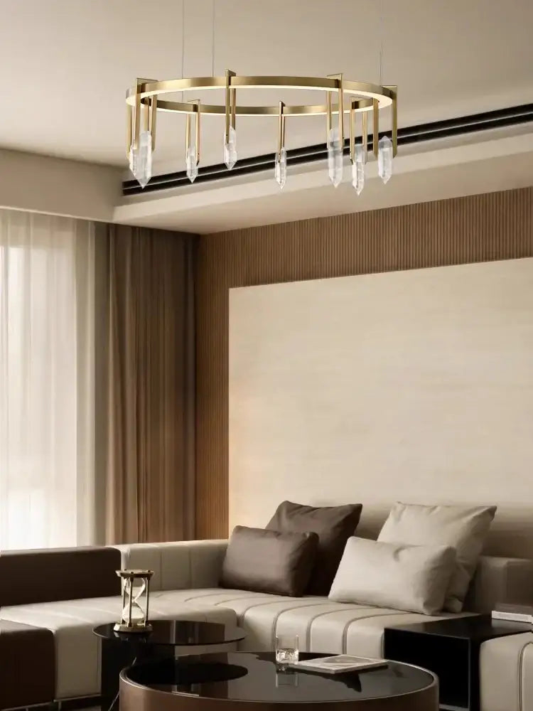 Modern bronze led crystal hanging lamp for living room
