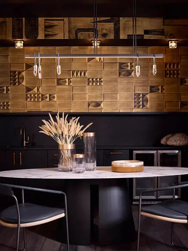Modern bronze led crystal hanging lamp for living room