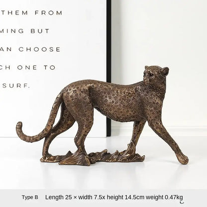 Modern bronze leopard statue – living room office decor figurine