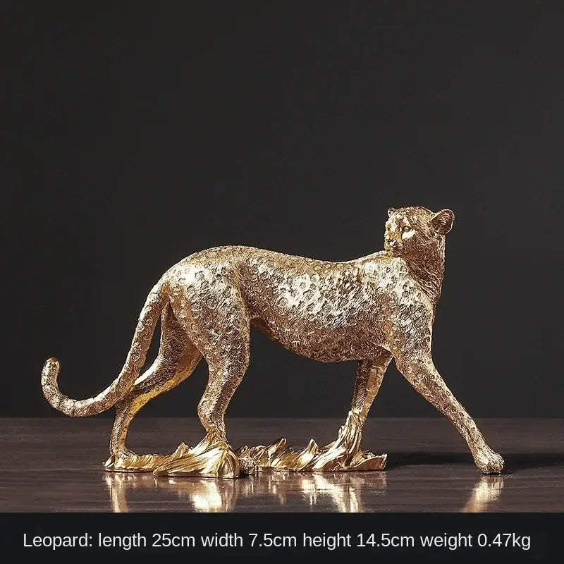 Modern bronze leopard statue – living room office decor figurine