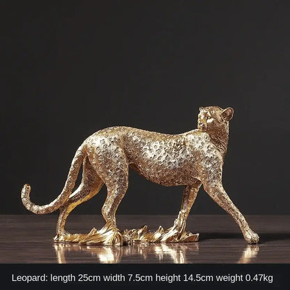 Modern bronze leopard statue – living room office decor figurine