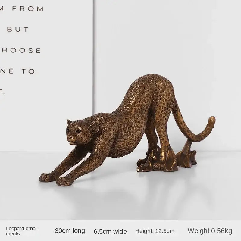 Modern bronze leopard statue – living room office decor figurine