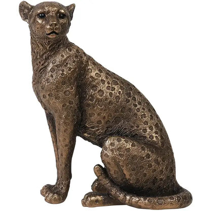 Modern bronze leopard statue – living room office decor figurine