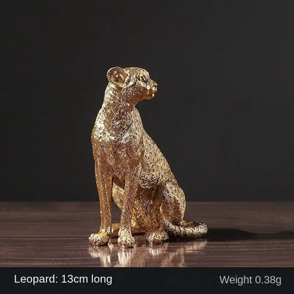 Modern bronze leopard statue – living room office decor figurine
