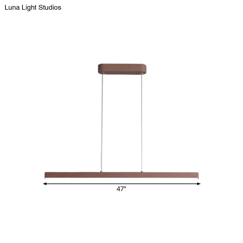 Modern bronze metal linear island pendant – kitchen warm white light