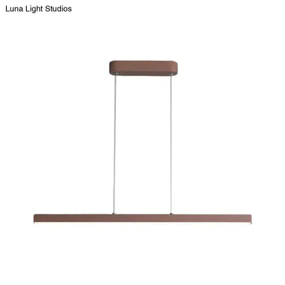 Modern bronze metal linear island pendant – kitchen warm white light