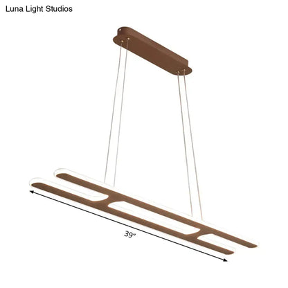 Modern bronze rectangular pendant light kitchen white light led